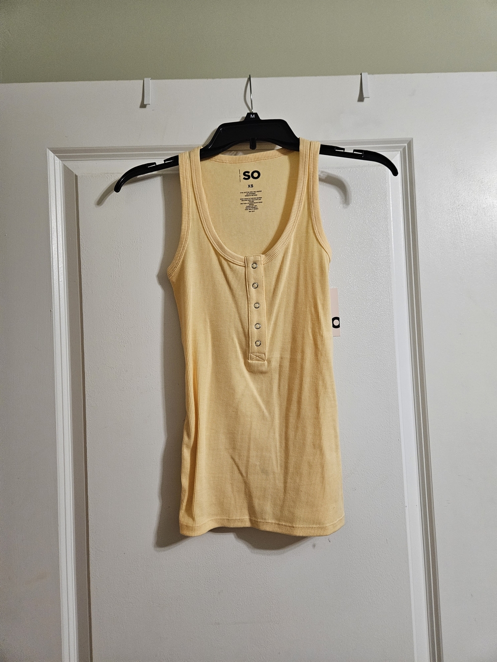 SO Yellow Ribbed Henley Tank Top, Size Xs, New With Tags